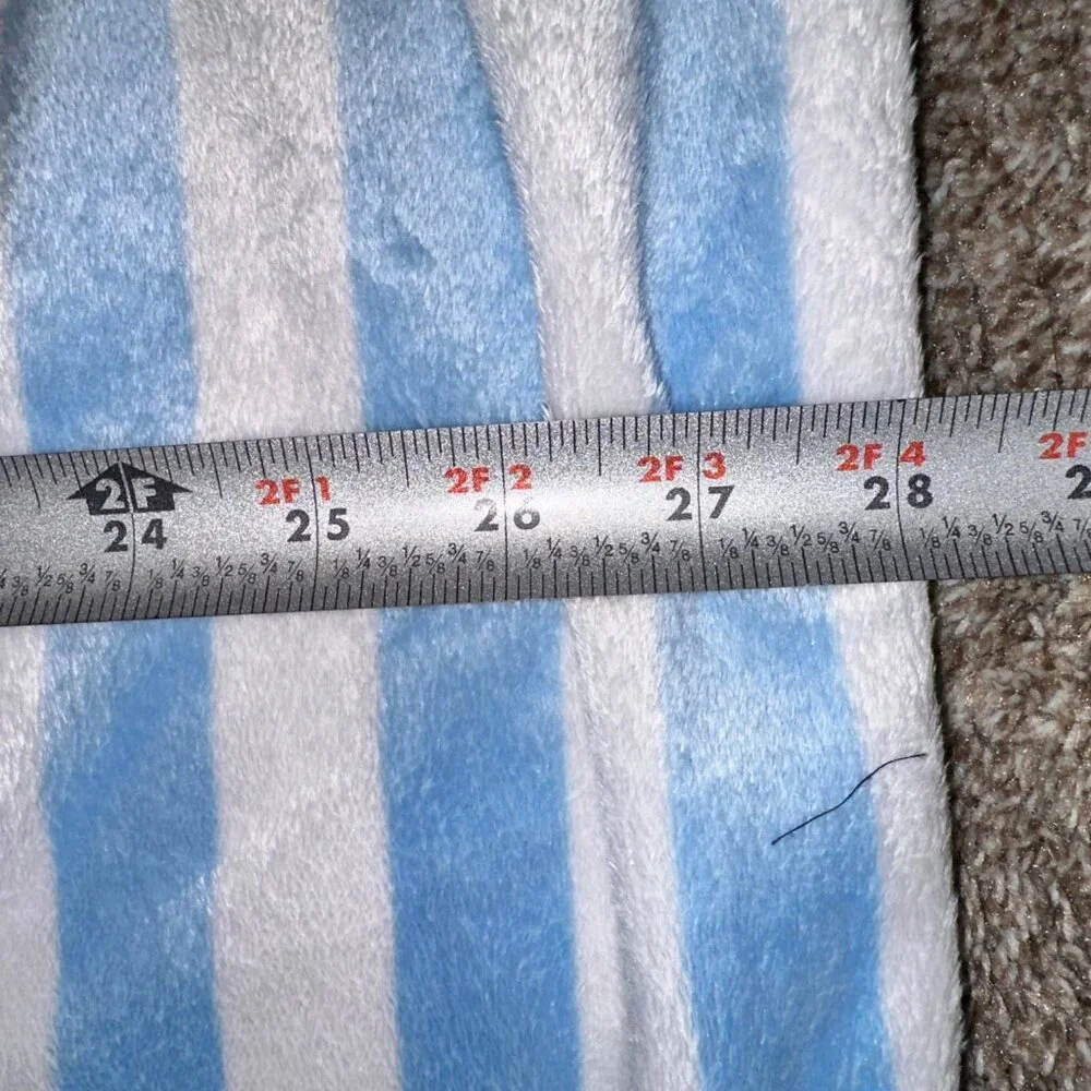 Just One You Carter's Monkey Baby Blanket Striped Blue Brown Soft Sherpa